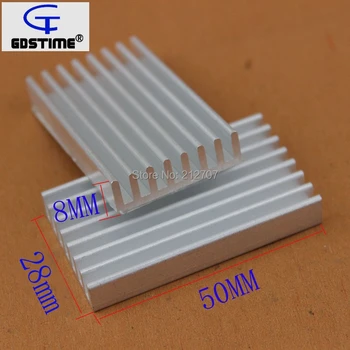 100Pcs Gdstime de Alumínio do Dissipador de calor 50x28x8mm 50mm Eletrônico Chip IC de Arrefecimento do Radiador radiador de