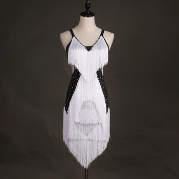 fringe latina vestido de concorrência vestido de franja ringe Charleston Flapper Grande Gatsby Estágio de Dança de Roupas Vestidos de branco lq033