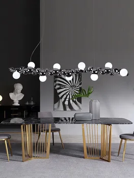 Luz de luxo da barra do candelabro de uma longa mesa de restaurante caterpillar pós-moderno lustre de personalidade de design criativo lâmpadas