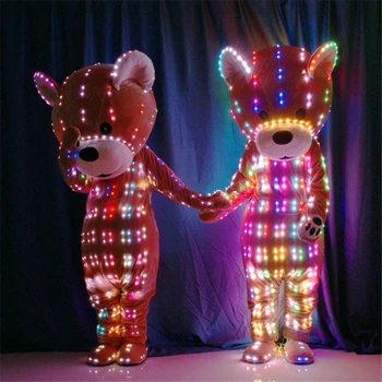Luz RGB ursos boneca colorida realizar veste de Luz LED Urso Robô de led trajes luminosa da cor completa de roupa