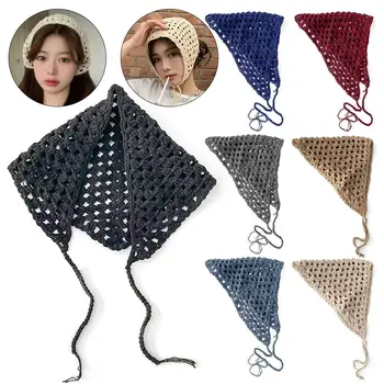 Vintage Decoração Retro Decorativos Bandanas Mão De Crochê Hairband Cabeça Triângulo Lenço Pequeno Lenço