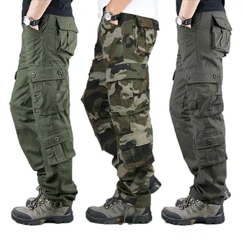 2023 Primavera De Carga De Mens Calças De Caqui Militares Calças Casial Algodão Táticas Calças De Homens De Tamanho Grande Exército Calças Militares