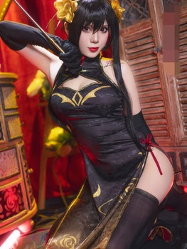 Anime ESPIÃO × FAMÍLIA Yor Falsificador de Trajes Cosplay Sexy Cheongsam Halloween Mulher Vestido de Briar Lolita Qipao Luvas Meias Tamanho Personalizado