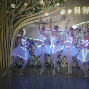 Luminescência de luz Led de Fluorescência de Dança vestido de Estágio Vá profissional de ballet saia tutu de balé de roupas para crianças