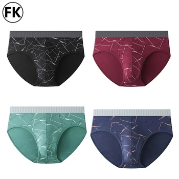 FK Nova lingerie Sexy Homens Cuecas de Impressão Algodão de Mens Cueca do Biquini Masculino Calcinha Cueca Respirável Homem Cueca Shorts