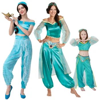 Mulheres Garota Sexy Deusa GENIE Jasmim Vestido de Princesa Purim Traje de Halloween Adultos, as Crianças de Arabian Dançarina do Ventre Roupas de Cosplay
