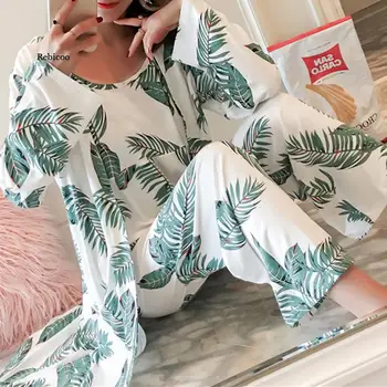 Mulheres 3 Peças Pijama Conjuntos de 2021 a Primavera E o Verão Desgaste Mulheres Sexy de Pijama Define Nightdress Veste Calça de Pijama Feminino