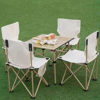 Cadeiras De Jardim Portátil Dobrável Multifuncional Da Liga De Alumínio De Combinação De Mesa Camping Churrasco Estável E Durável