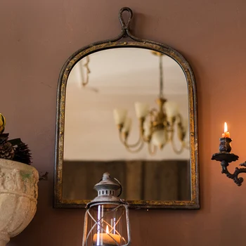 De luxo, Vaidade, Espelho de Parede Vintage Nórdicos, Sala de estar Antigo Espelho de Metal Concepção Estética Miroir Mural de Decoração de Quarto GXR35XP