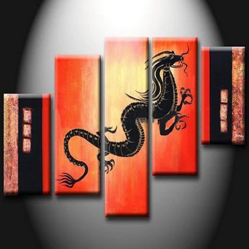 Chinês Especial Projetado Preço Baixo Resumo Dragão Pintura a Óleo sobre Tela Artesanal Resumo do Dragão Negro Pintura a Óleo para Decoração
