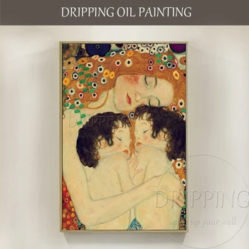 Artista pintados à Mão, de Alta Qualidade, a Mãe e a Criança Óleo de Reprodução da Pintura de Gustav Klimt da Mãe e da Criança de Pintura para Quarto de Cama