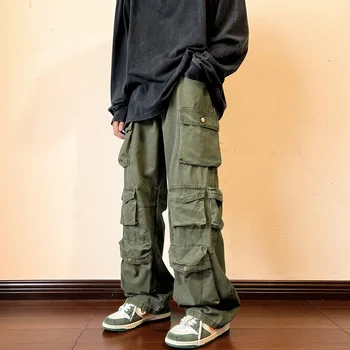 Mulheres Streetwear Techwear Carga de Trabalho Harajuku Reta Casual Calças para os Homens Calça de Perna Larga Corredores Alt Calças de Roupas