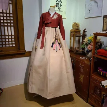 Senhoras Hanbok Coreia Original Importado Tecido Mãe Hanbok Casamento Brinde De Festa De Aniversário De Vestido Das Senhoras De Desempenho Do Vestuário