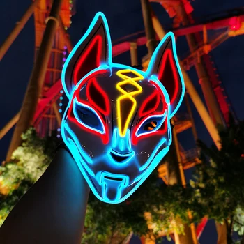 Luminosa Anônimo Festa de Enfrentar EL Fio Máscara de Cosplay de Luz Traje com iluminação LED Máscara Para o dia das bruxas Carnaval