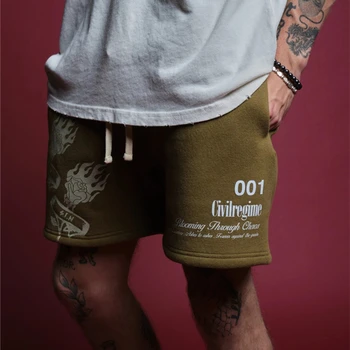 2023 Nova empresa, masculina Casual Esportes Shorts CIVIL REGIME de Marca Flor Impresso Tendência do Verão Streetwear Ginásio Executando Shorts de Basquete Homens