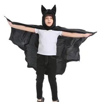 Cosplay Asas de Morcego Requintado Herói Vestir para o Halloween Capa Preta Asas com Capuz Cabo Crianças Morcego Vampiro Asas para Crianças