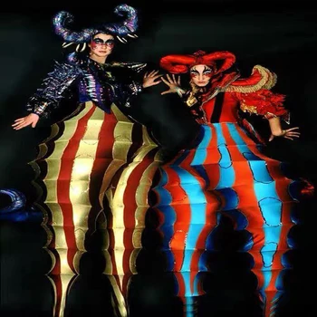 Luxo colorido palafitas traje de halloween cosplay festa de palhaço de pano Clube de Celebrar a Festa de Mostrar Club Vestido