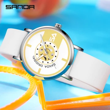 SANDA Marca de Moda de Personalidade Simples de Quartzo Relógios de pulso Pulseira de Silicone, 50M à prova d'água Esportes ao ar livre Relógio Relógio Masculino