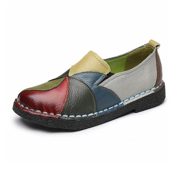 Mulheres Macio Plano Único de Couro das Mulheres Flats Cor de Costura de Calçado Confortável e Casual Sapatos Tamanho 35-42