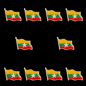 10PCS Myanmar Liga de Zinco Bandeira Nacional Alfinetes de Lapela broche Emblema Emblema