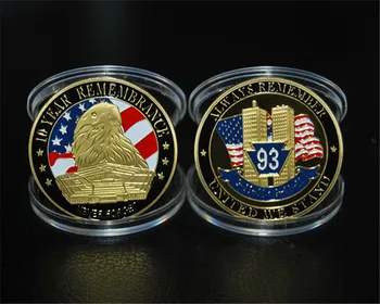 Frete grátis 100pcs/lote, Estados Unidos Águia de liberdade, justiça, comércio banhado a ouro 911 Desafio Moeda