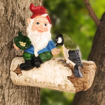 Anão Alimentador Do Pássaro Pingente De Barba Branca Estátua De Resina Ofícios Criativos Elfo Casa Ao Ar Livre, Ornamento Quintal Decoração De Jardim