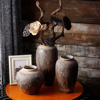Cerâmica Seca, Vasos de Flores, Jingdezhen Artesanal Vaso Ornamentos Antigos Decorativa Interior do Vaso Floreros de Decoração de Casa de AA50VA