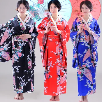 Estilo japonês Mulheres Tradicional Kimono Formal Fotografia de Cosplay Anime Fase Desempenho Traje Roupão de banho Multi-Opção de cor