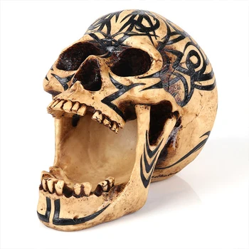 Legal crânio decoração com bandeja crânio estátua de armazenamento de caixa de hóspedes tabela de animal de resina escultura estatueta de presentes artesanais de decoração