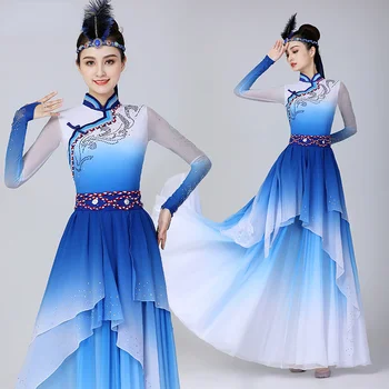 Mongol Dança Traje Chinês Estilo Étnico Adultos Minoria Trajes Vestido De Dança Tibetana Traje De Prática Saia De Desempenho