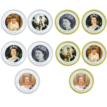 10pcs Rainha da Inglaterra, Elizabeth II, de Ouro e Prata Moedas, Medalhas Comemorativas Colecionáveis Presentes