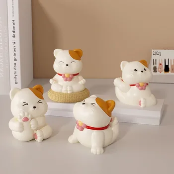 Cartoon Yoga Kitty Área De Trabalho Do Office Kawaii Quarto Decorações De Desenhos Animados Resina Escultura E Figurin Casa, Decoração, Presentes De Natal