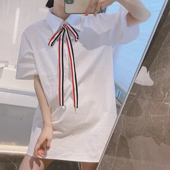 Alta Qualidade, Estilo coreano TB Primavera/Verão Novo Design Sentido Camisa de Polo de Vestido de Manga Longa Suburbano de Uma Linha-Shirt Dress Ins
