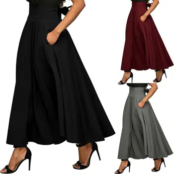 2023 Moda recém-Chegados Multicolor Grande Saia de Uma linha Slim Cintura Alta e Fina Mulheres de Todas as coincidir com Saia Longa
