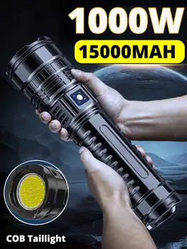 Super 80W Lanterna LED Recarregável Luz de Flash USB de Alta Potência de LED Lanternas 15000mAh Zoom Tática Lanterna Longo Tiro Tocha