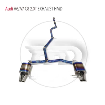 HMD liga de Titânio Liga de Sistemas de Exaustão de Desempenho Catback Para Audi A6 A7 C8 2.0 T Válvula de Escape Frente Tubo Ressoador Excluir