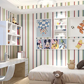 Mediterrâneo Britânico, de cor azul, de listras verticais papel de parede moderno, simples sala de estar, quarto, na parede do fundo para crianças puro