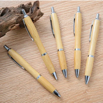 Novo material promocional de bambu esferográfica pena do logotipo, pena estacionário caneta com logotipo personalizado
