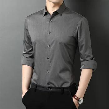 2023 a primavera e o outono nova cor sólida camisa de manga comprida homens de negócios casual bonito camisas YB8868-060