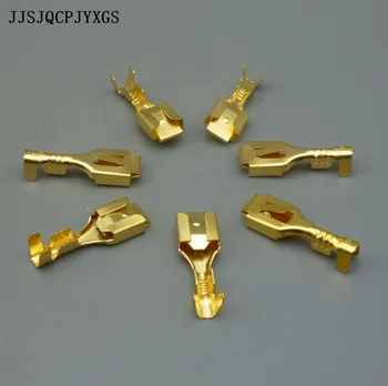 JJSJQCPJYXGS 2000pcs de 6,3 MM, de Ouro, de Bronze do alto-Falante de Carro Elétrico do Fio Conjunto de Conectores Fêmea de Crimpagem Conector de Terminais de