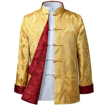Homens Dragão Chinês Camisa De Kung Fu Coats China Ano Novo Tang Terno Chinês Tradicional Roupas Para Homens Casacos De Hanfu Homens Vestuário