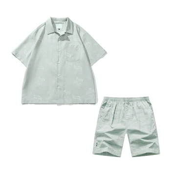 NIGO Pixelado Camisa de Manga Curta, Shorts de Conjunto de Terno #nigo94998
