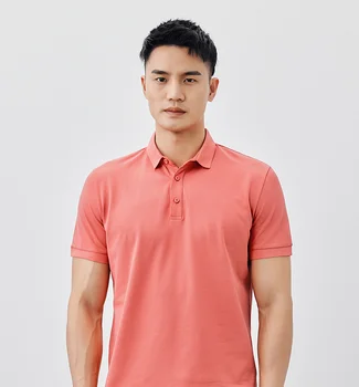W4403 -Homens casual manga curta camisa polo masculina verão nova cor sólida meia manga Lapela T-shirt