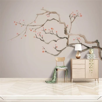 Moderno novo Chinês ameixa papel de parede de flor de PLANO de fundo do papel de parede pintura de decoração de casa, decoração de papel de parede 3d de decoração de quarto