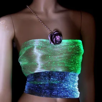 fibra óptica luminosa superior para o desempenho de LED traje de biquínis da Mulher traje de dança do Ventre