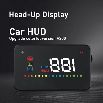 A200 HUD Universal de 3,5 polegadas, o Head-up Display ODB2 Eletrônica HUD Projetor do Velocímetro, Temperatura da Água, o Alarme da velocidade Excessiva