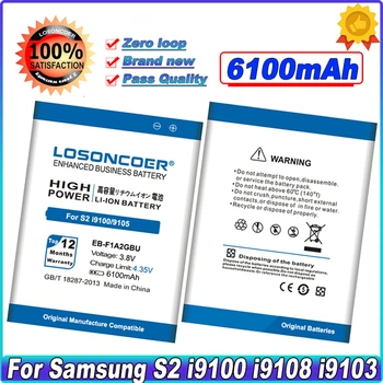 LOSONCOER 6100mAh EB-F1A2GBU da Bateria Para SAMSUNG Galaxy S2 i9100g i9103 i9105 i9108 i9050 i9188 S II i9100 9100 Bateria
