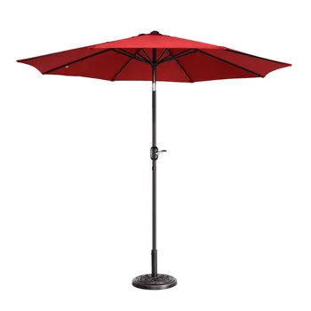 9' Guarda-chuva do Pátio ao ar livre com 8 Costelas, Alumínio Pole e Auto Tilt, Resistente ao Desbotamento Guarda-chuva do Mercado
