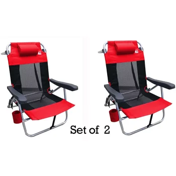 Multi-Posição Plana Dobrável Malha Ultraleve Cadeira De Praia (2-Pack)