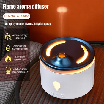 Xaomi água-viva Chama Umidificador de Ar Ultra-sônico USB Aroma Difusor de óleos Essenciais Com a Lâmpada CONDUZIDA para a Sala de Casa Difusor de Fragrância